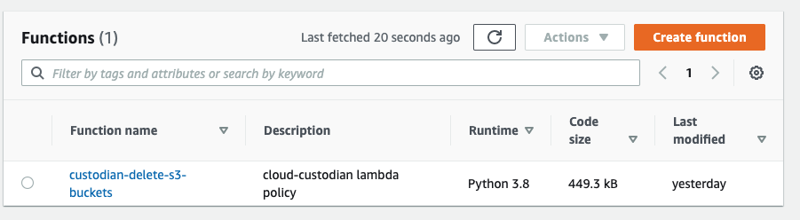 Lambda Function screenshot